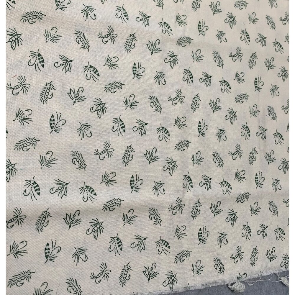 Floral Cotton Fabric 1/4 yard x 44" Green Cream Sewing Quilting Crafts
